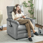 Recliner Chair with 8 Massage Points and 5 Modes, Footrest, Heating, Velvet Fabric, Grey
