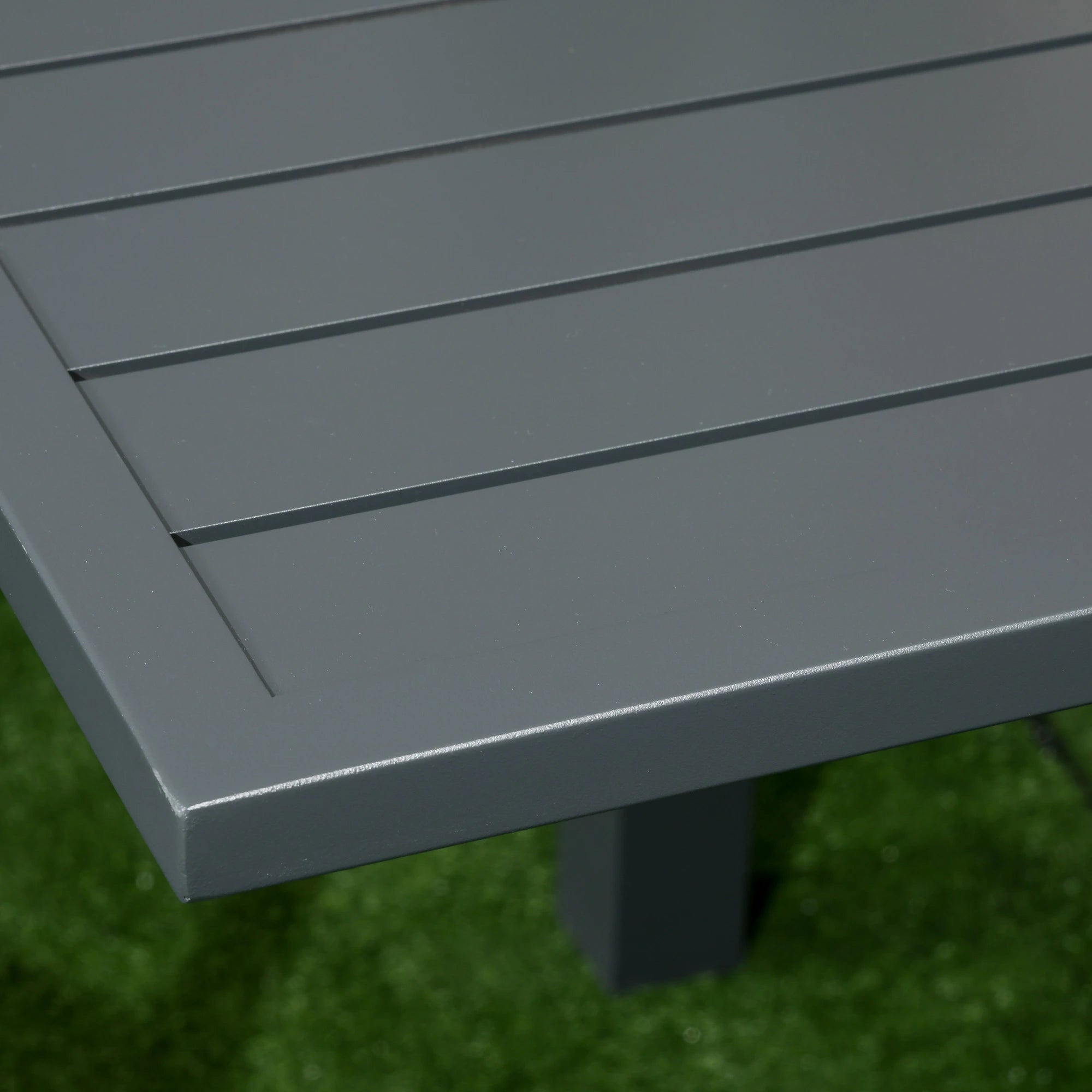 Extendable Aluminum Garden Table and 6 Chairs Set with Breathable Seat, Grey - Borge' Group Limited