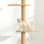 4-Tier Cat Scratching Tree, Adjustable Ceiling Mount, 43x27x228-260cm