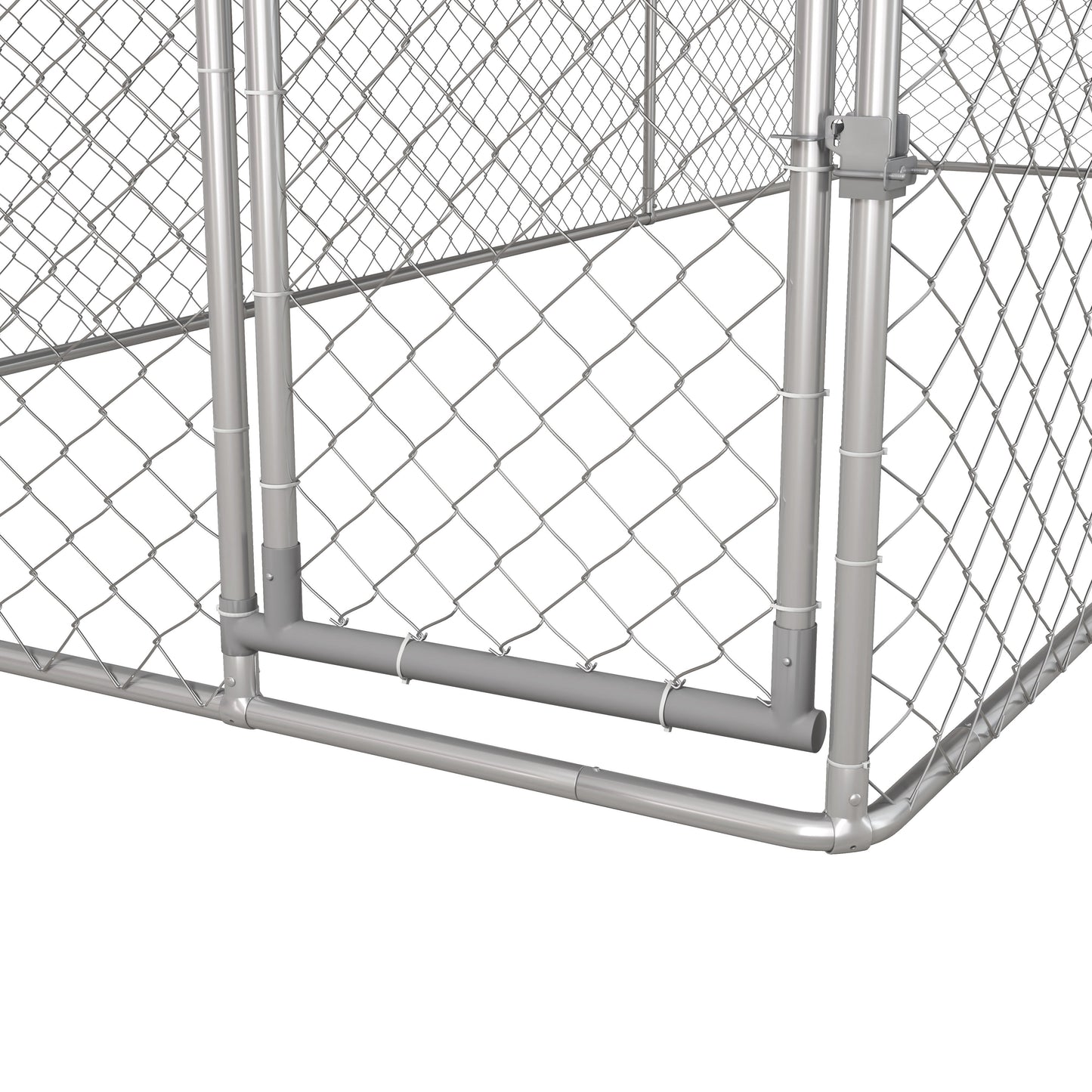 PawHut Outdoor Dog Kennel with Waterproof Roof in Oxford Fabric and Steel, 6x2.3x2.3m, Silver - Borgè