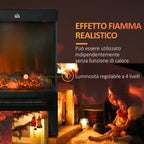 1000W / 2000W Electric Fireplace with Realistic LED Flame and Temperature Control, 40.5x20x62 cm, Black