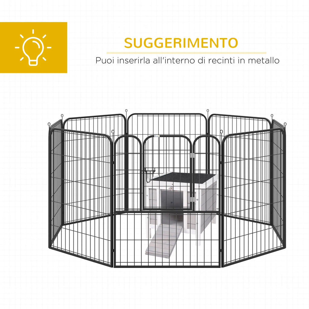 Outdoor Wooden Rabbit Cage with Asphalt Roof and Non-Slip Ramp, 42x51x43cm, Grey - Borge' Group Limited
