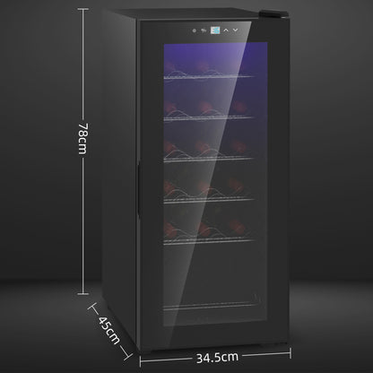 18 Bottle Wine Cooler with Digital Display, LED Light and Temperature Control, Black