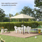 Outsunny 3x3m Polyester Gazebo Replacement Roof with Air Vents and Drainage Holes, Cream