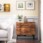 Foldable Table with 6 Wheels and Shelf Industrial Style Wood and Metal, Rustic Brown