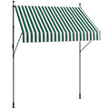 Awning 2x1.2 m with Adjustable Supports and Crank, in Aluminium, Metal and Polyester, Green and White