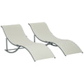 Outsunny Set of 2 Folding Garden Loungers, Aluminum and Textilene Sun Lounger, 61x165x63 cm