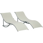 Outsunny Set of 2 Folding Garden Loungers, Aluminum and Textilene Sun Lounger, 61x165x63 cm