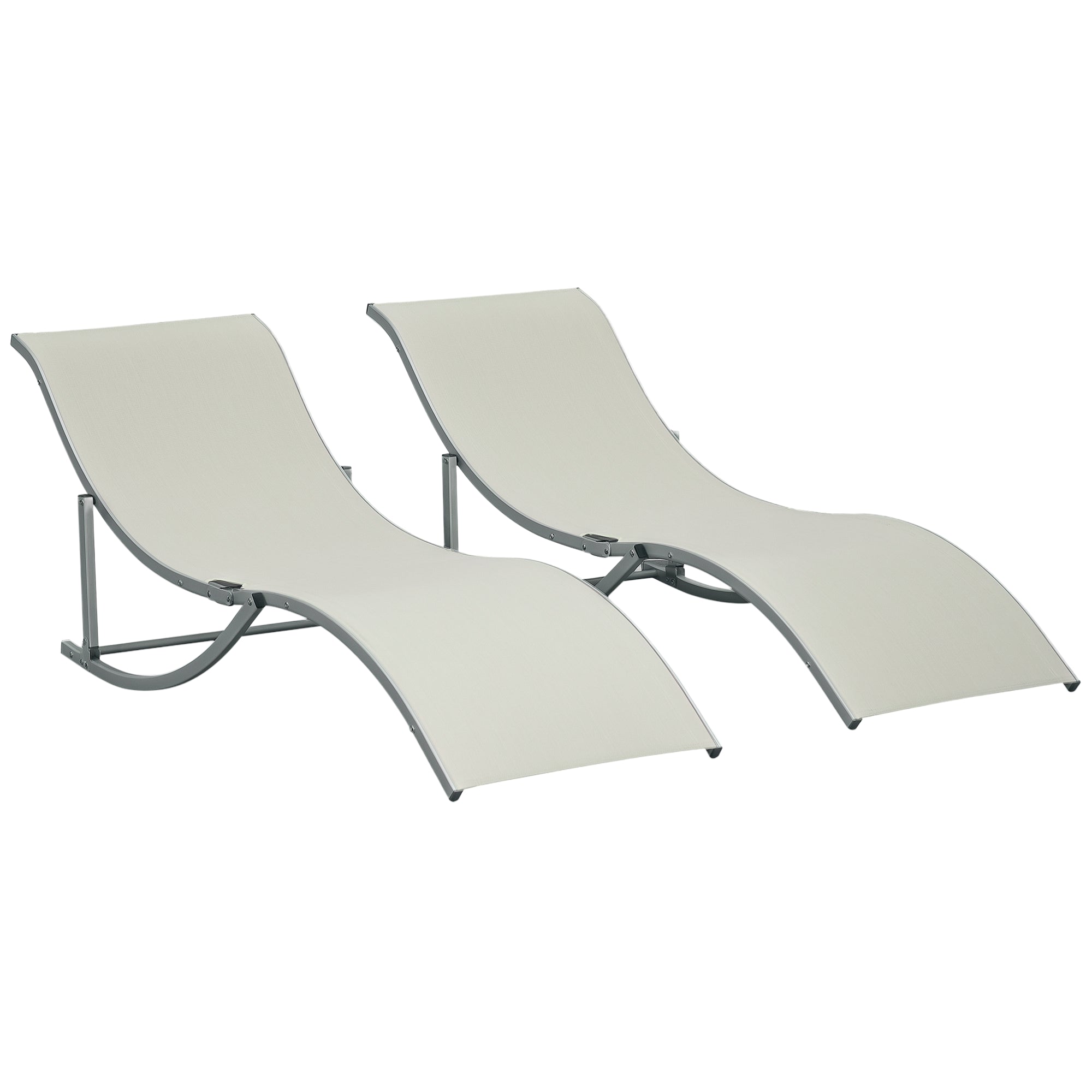Outsunny Set of 2 Folding Garden Loungers, Aluminum and Textilene Sun Lounger, 61x165x63 cm