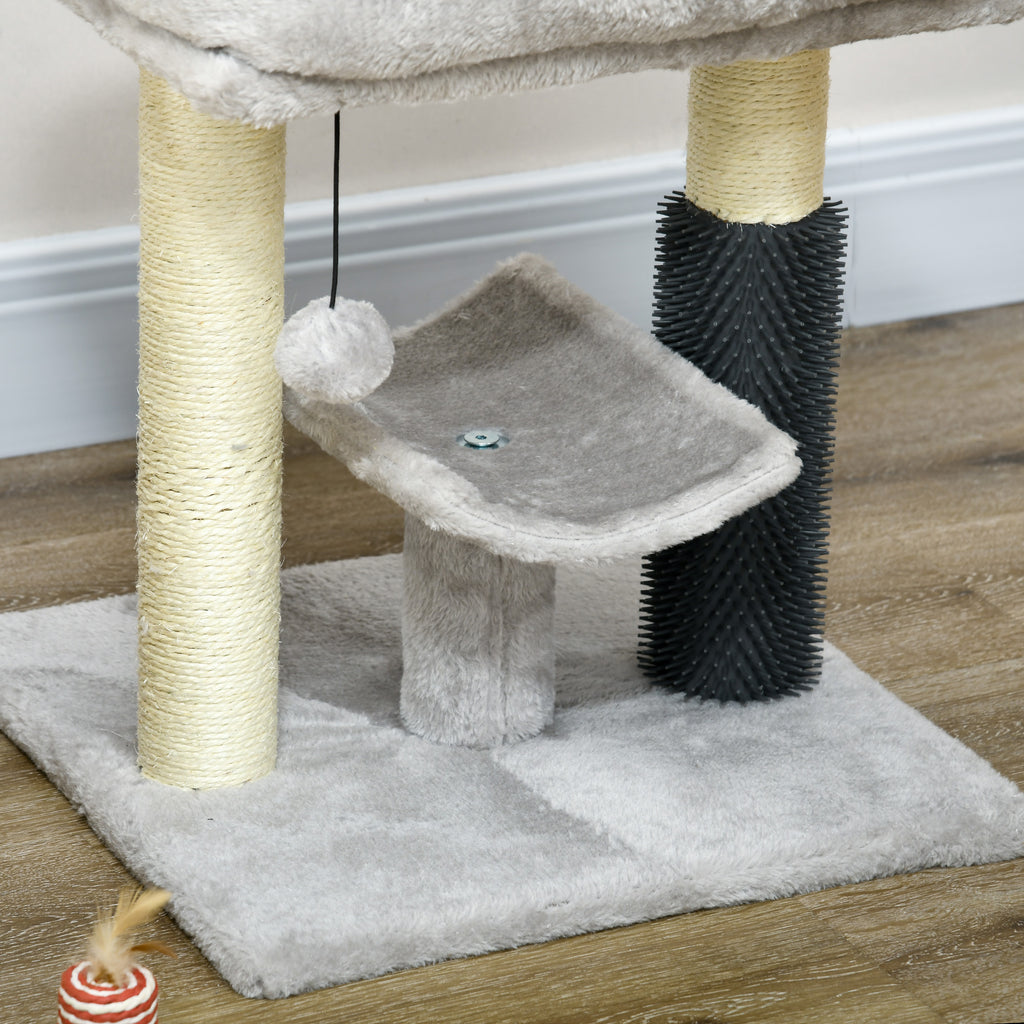 Cat Tree with Cat Bed, Platform, Brush and Sisal Pole, 40x40x48 cm, Grey