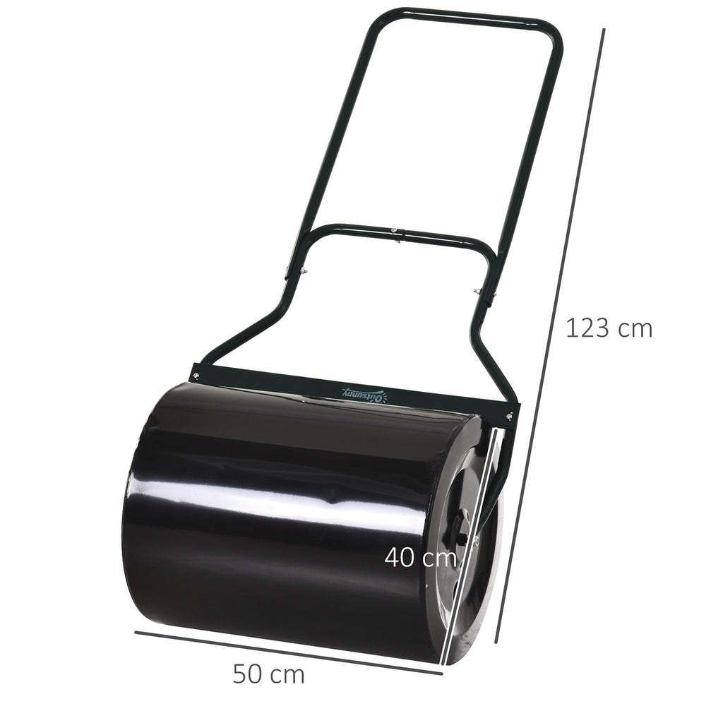 Waterproof Metal Garden Roller in Black, Up to 60 Litre Reservoir (Water or Sand), 57x40x123cm
