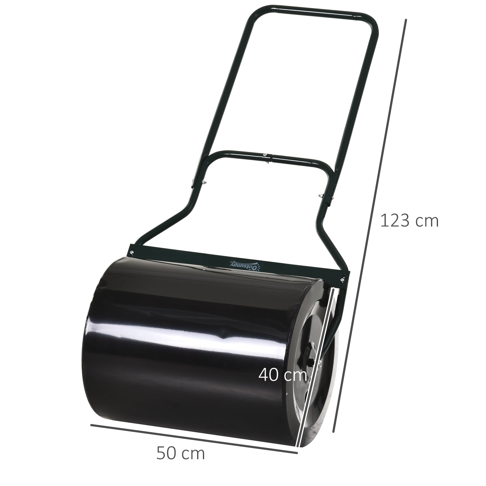 Waterproof Metal Garden Roller in Black, Up to 60 Litre Reservoir (Water or Sand), 57x40x123cm