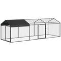PawHut Outdoor Chicken Coop, 3x1x1m, Galvanized Steel with Waterproof Anti-UV Roof and Lock