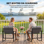 Outsunny 3-Person Metal Outdoor Table and Chair Set with Thick Cushions, Multicolor
