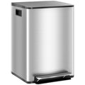 Dustbin 20L 2-Section Pedal Waste Bin with Silent Lid, in Stainless Steel and PP, 41.8x36.7x58 cm