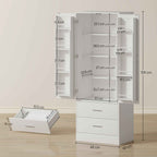 HOMCOM Kitchen Cabinet Sideboard with 8 Spice Racks and 2 Drawers, 60x40x159 cm, White