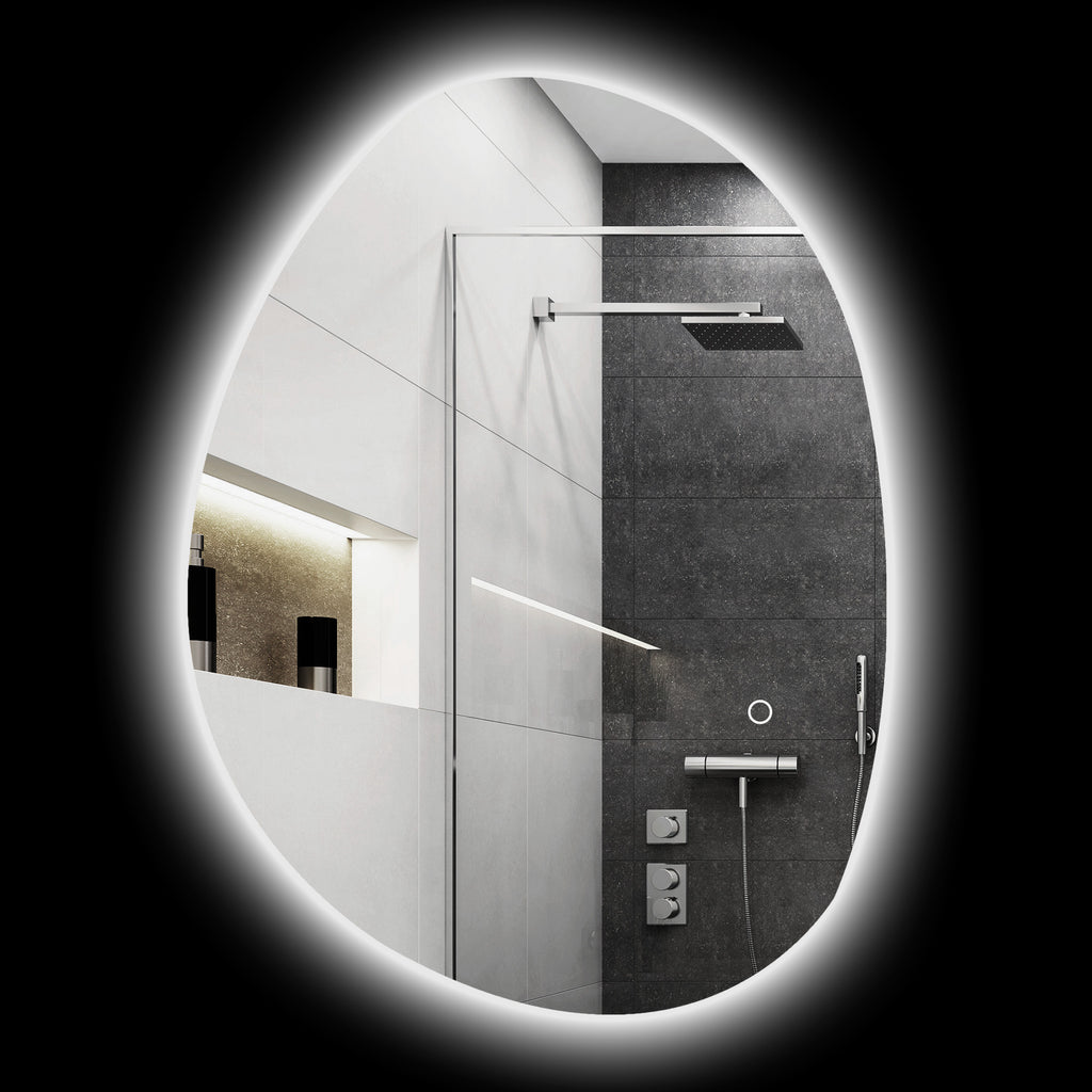 LED Illuminated Bathroom Mirror with Adjustable Color and Temperature, Tempered Glass, 70x5x50 cm, Silver