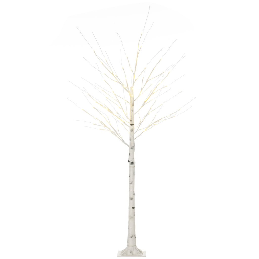 White Christmas Tree with LED Lights and 12 Branches for Indoor and Outdoor Use, in PP and Metal, 22x22x180 cm