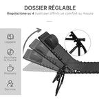 Outsunny Set of 2 Steel Sun Loungers with Reclining Backrest, 189x58x30 cm, Black