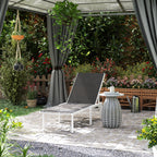 Deckchair with 5-Level Adjustable Backrest, in Steel and Textilene, 60x166x84 cm, White and Gray