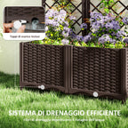 Raised Planter with Trellis for Climbing and 8 Drainage Holes in PP, 80x40x135 cm, Brown