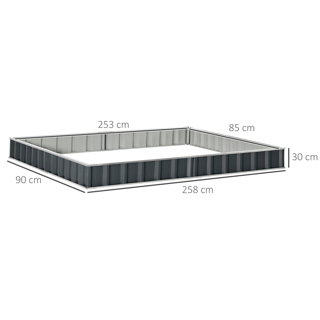 Outsunny raised flowerbed, modular galvanized steel without a bottom, 258x90x30 cm, dark gray - Borgè