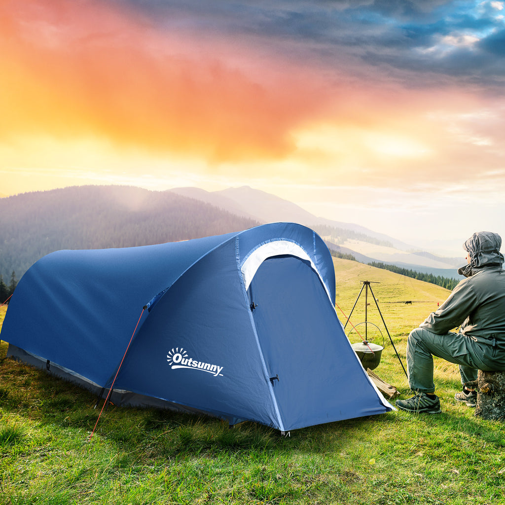 Camping Tent in Polyester and Oxford Fabric with Internal Hook and Mesh Windows, 265x140x95 cm