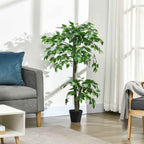 Outsunny Artificial Tea Tree Plant with 546 Realistic Leaves and 120cm Cement Pot, Green