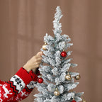 Snow-Covered Christmas Tree with 180 LED Lights, 11 Effects and 479 Branches, Ø65x180 cm, Green and White