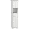 HOMCOM Wooden Bathroom Cabinet with 2 Sensor Cabinets, Open Shelf and Drawer, 40x30x170 cm, White