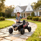 AIYAPLAY Electric Ride-On Toy Car for Kids 3-8 Years Old, 12V, Licensed by KAWASAKI, Dual Motor, Remote Control and Music, Yellow