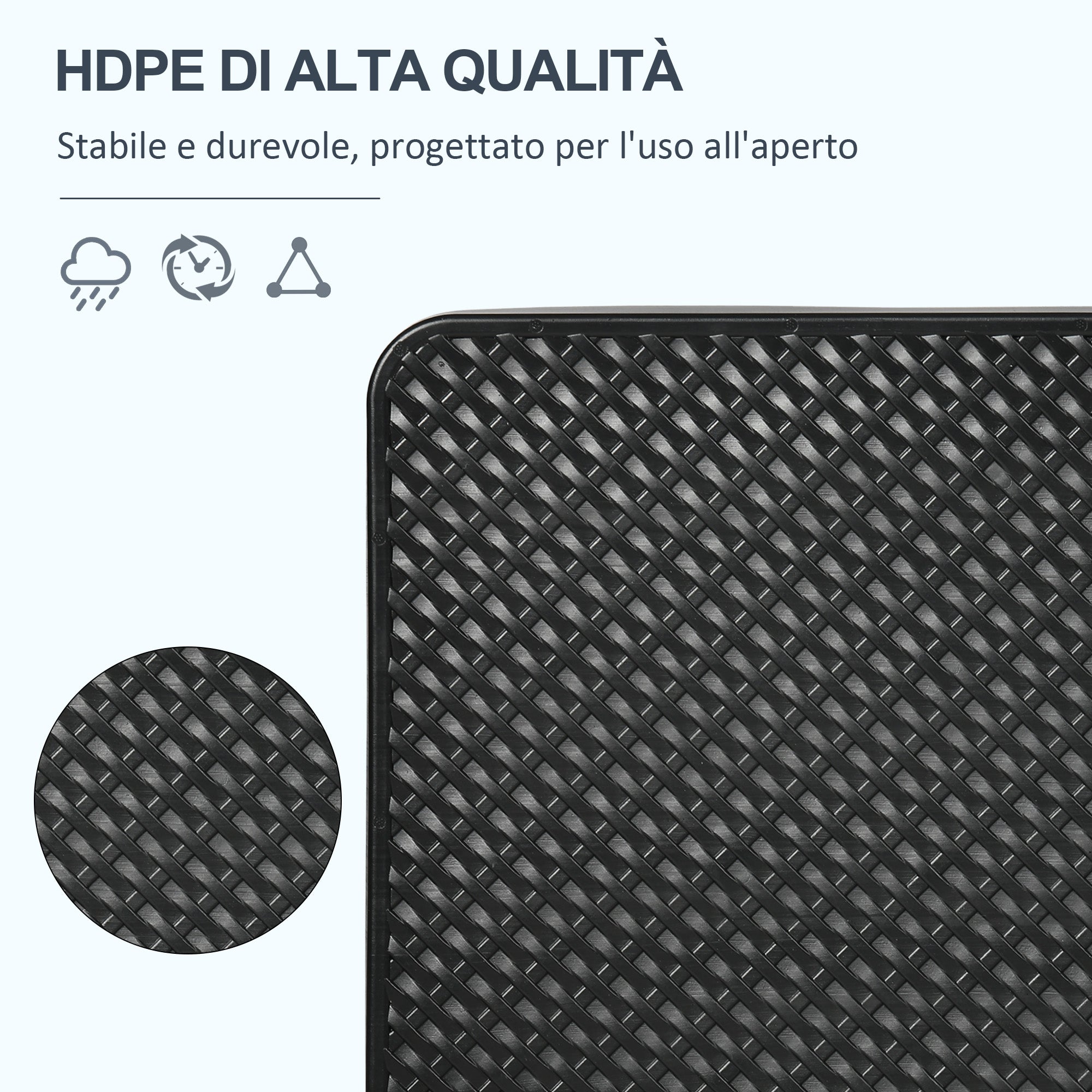 Parasol Base set of 4 Stackable Pieces with Integrated Handles, in HDPE, 99.7x99.7x8.3 cm, Black
