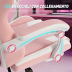 Gaming Chair Ergonomic Reclining Gaming Chair with Footrest Pink