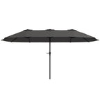 Double Umbrella with Air Vents and Crank, in Metal and Polyester, 4x2.2x2.34 m, Black and Dark Gray