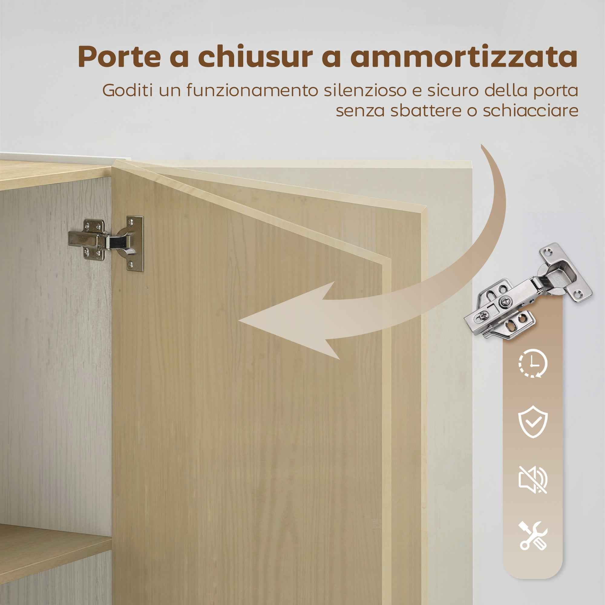 HOMCOM Kitchen Sideboard with 6 Compartments and Soft-Close Doors, White