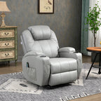 Massage Recliner Chair with Footrest and Remote Control, PU Leather, 89x99x106 cm, Grey