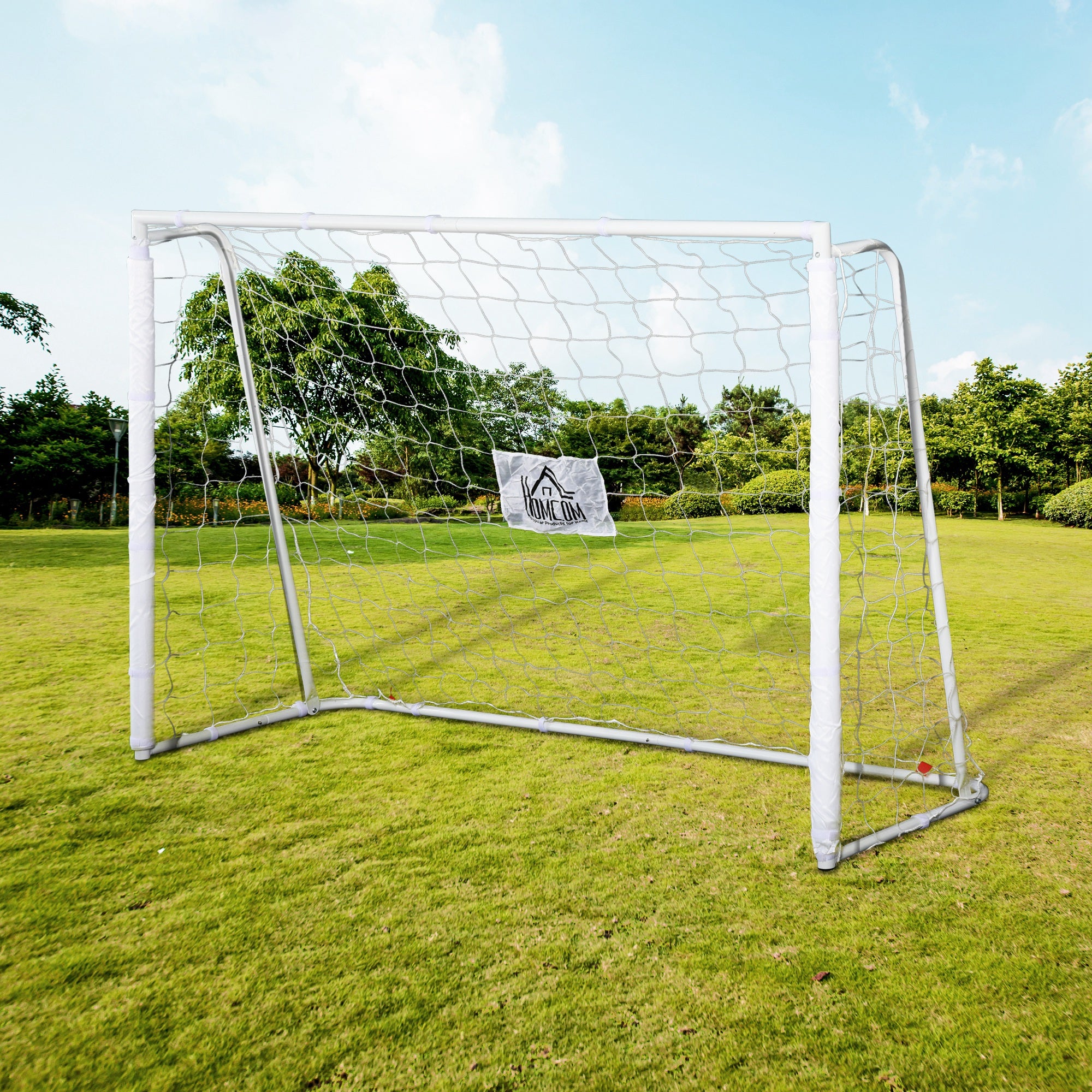 Outdoor Metal Football Goal with Target and Oxford Cloth Posts, 186x62x123 cm, White