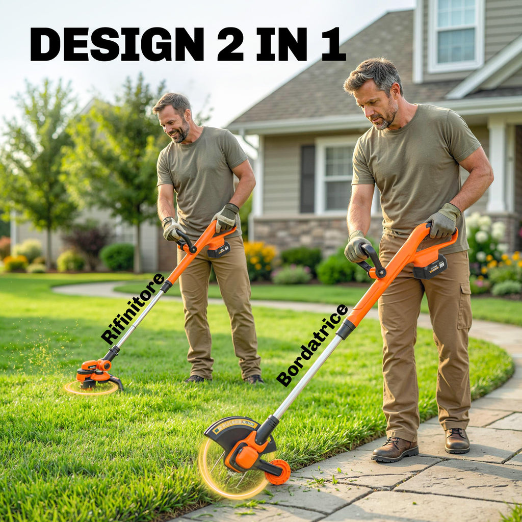 Outsunny Battery-Powered Brush Cutter with Two 4.0Ah Batteries, Charger, and Adjustable Pole
