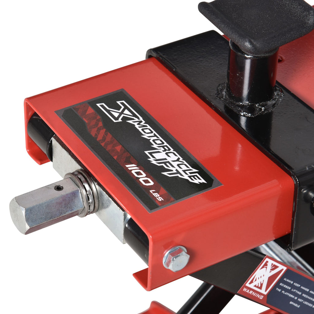 Scissor Motorcycle Lift, Adjustable Central Motorcycle Stand Up to 500kg in Red Metal