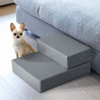 2-in-1 Dog Stairs, PU and Foam Mat, 45 x 39 x 20 cm, Grey