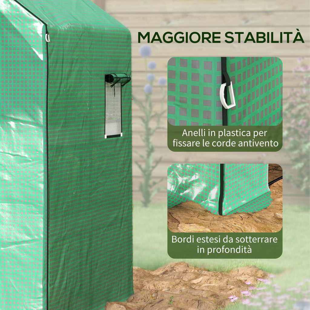 PE Cover for Garden Greenhouse with Hinged Door and Windows, 140x143x190cm, Green (COVER ONLY)