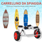 Folding Beach Trolley for Kayak and Canoe with Bumper, in Aluminum and NBR, 70x40x42 cm
