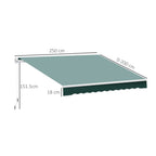 Outsunny 2.5x2m Manual Roller Arm Awning in Aluminum and Polyester, Green