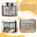PawHut 3-Panel Folding Dog Gate for Small and Medium Size Dogs, 180x3x74.5 cm, Black - Borgè