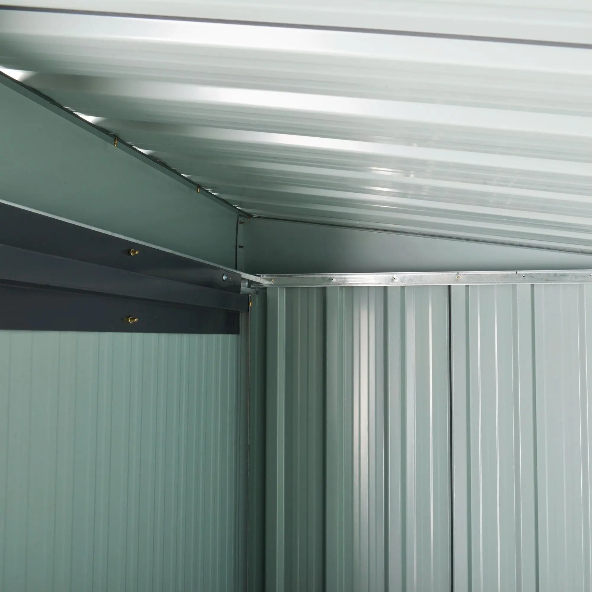 Garden Shed with Sloping Roof and Sliding Door, Galvanized Steel Garden Tool Shed, 1.16m², 163x89x182 cm, Black - Borge' Group Limited