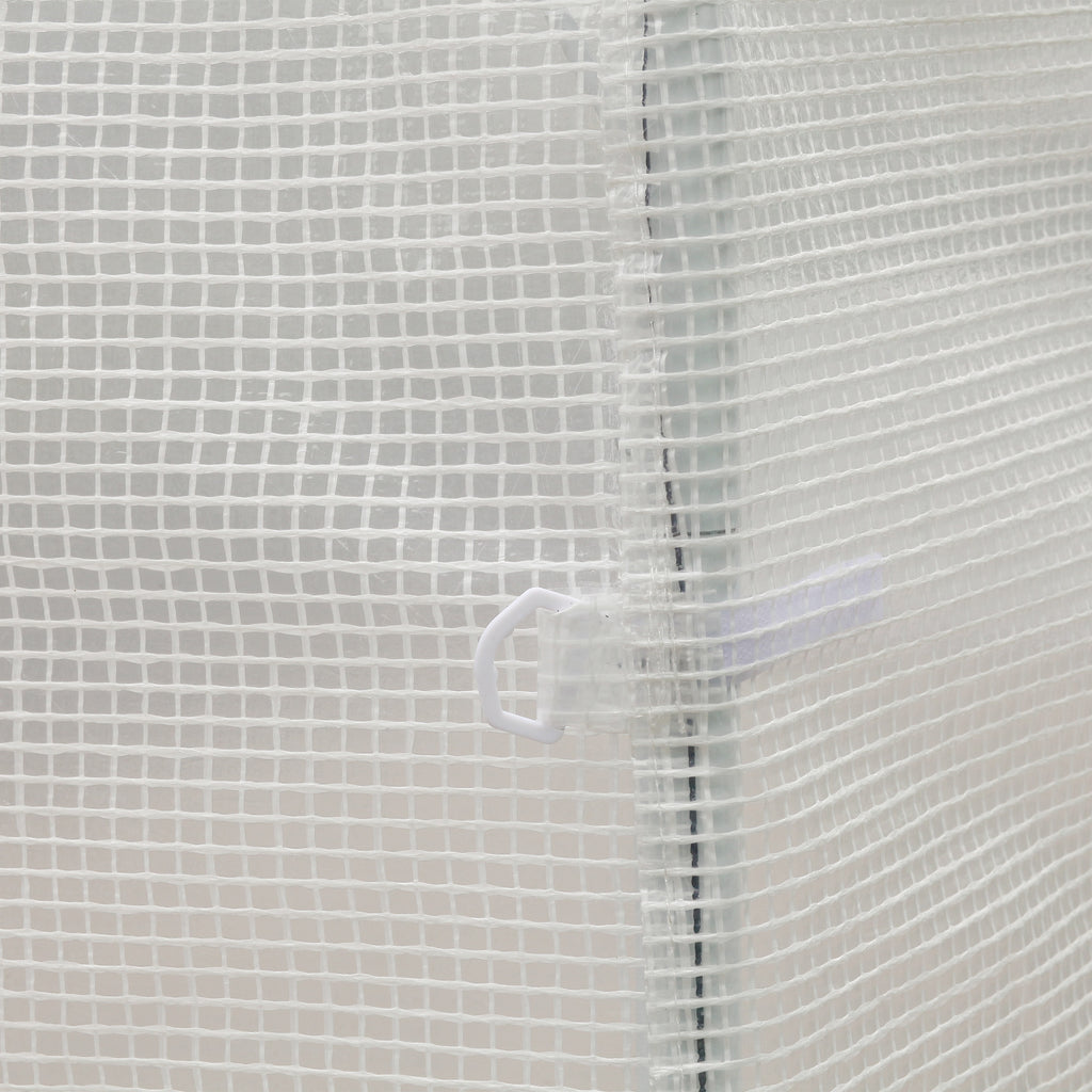 Tunnel Greenhouse with 4 Windows and Zip Entrance in Galvanized Steel and PE, 3x2x1.9 m, White