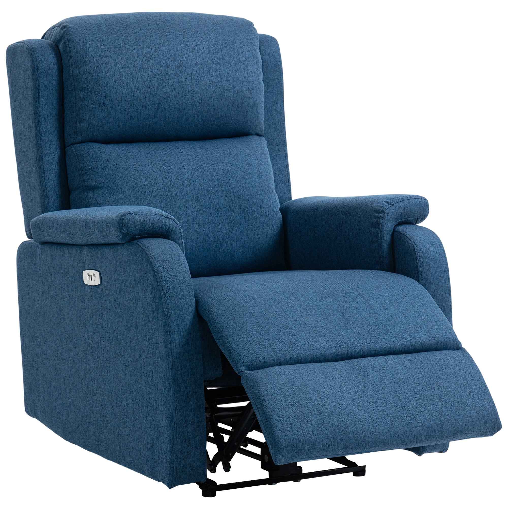 HOMCOM Electric Recliner Chair with Footrest in Linen Effect Fabric ...