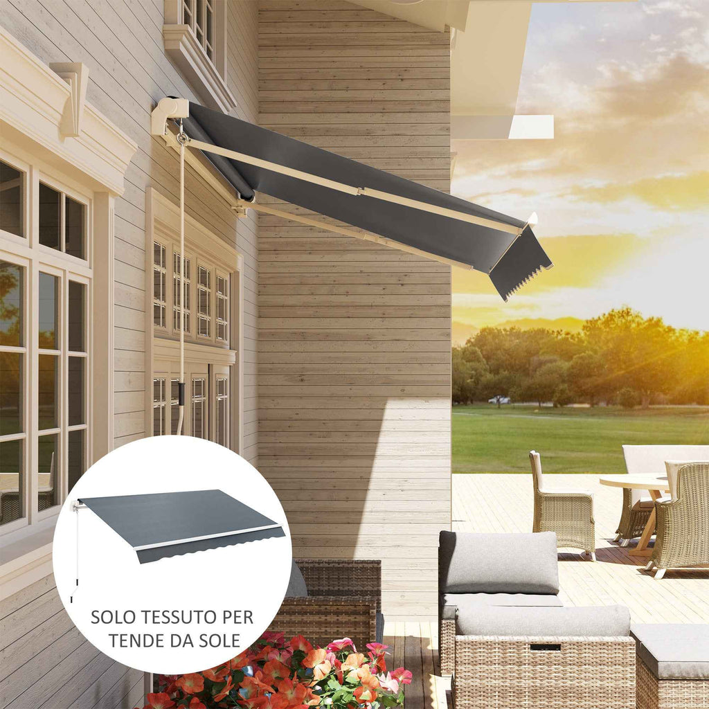 Outsunny Replacement Awning Cover for 4x3m Retractable Sun Shade Canopy in UV 50+ Polyester, Grey
