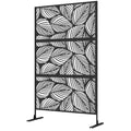 Outsunny decorative outdoor paragraph in steel with leaf design, 122x198cm, black - Borgè