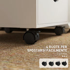 5-Drawer Office Chest with Swivel Casters with Brakes, 40x40x67 cm, White